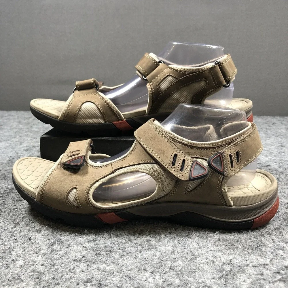 Clarks WaveWalk Sandals Mens 12 Tan Suede Adjustable Sport Water Friendly